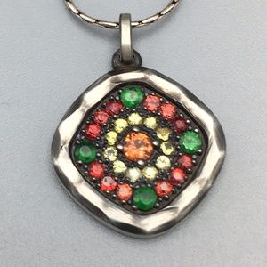 Sterling Silver Semi-Precious Necklace Red Green NWOT